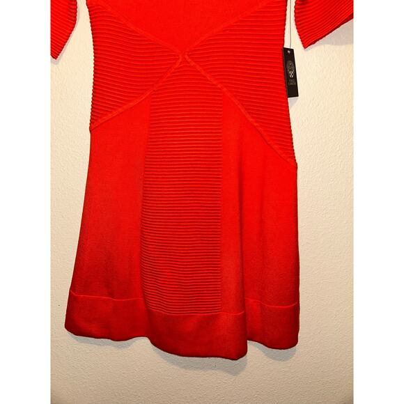 Vince Camuto Ora Orange Ribbed Sweater Dress V Neck Petite Medium NWT Casual - Picture 4 of 10